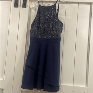 Navy Blue Dress with Sparkling Bodice
